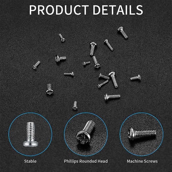800 Pcs Small Screws for Electronics, Tiny Mini Pan Head Machine Screw Kit for Glasses Watches C