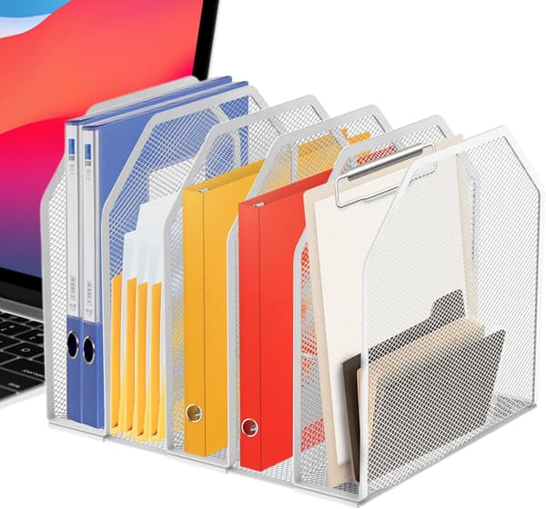 Metal Organizer Adjustable Sturdy Storage Metal File Organizer for Classroom Study Use Book Storage Paper Five Grids