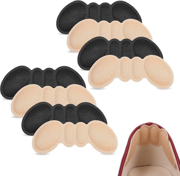 4 par hælpuder - indlægssåler til løse sko, lindring af blæresmerter - til mænd og kvinder - 10*4*0,4 cm - sort og beige