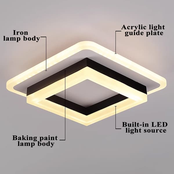 Modern Ceiling Light, High-Quality LED Ceiling Lamp with Smooth Dimming 18W Square Fixture for Kitchen Bathroom Hall Bedroom