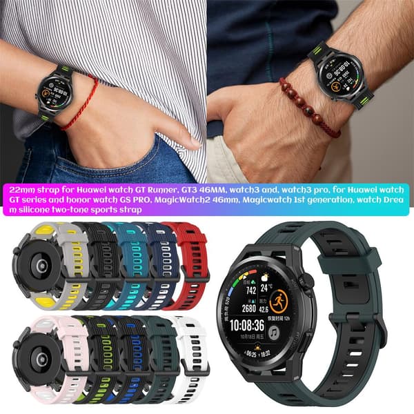 Silikonebånd til Huawei Watch GT Runner Gt3 46mm Watch3 - 22mm