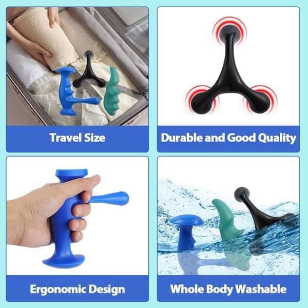 Manual Trigger Point Massage Tool and Thumb Protector for Full Body Deep Tissue Massage, with 3-Leg Massage Knob