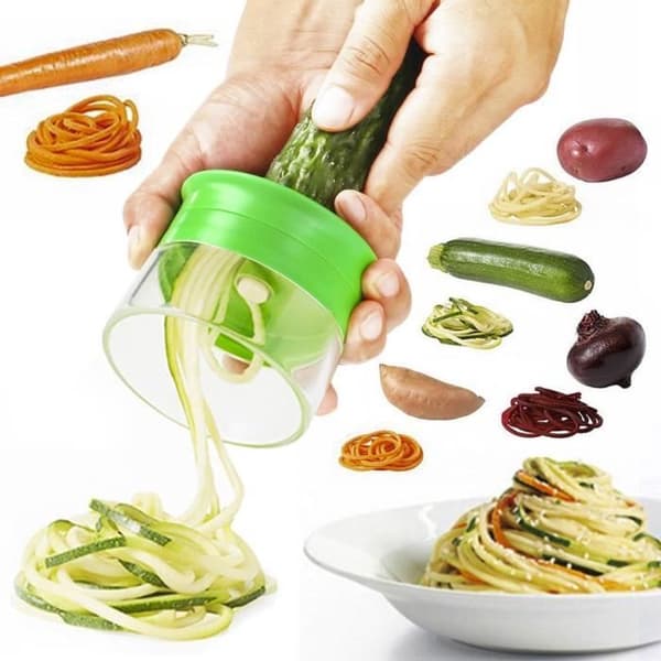 Spiral grønnsakskutter, 3-i-1 grønnsaksspiral spaghettikutter, grønnsaksspiralizer skreller for squash, nudler, spaghetti