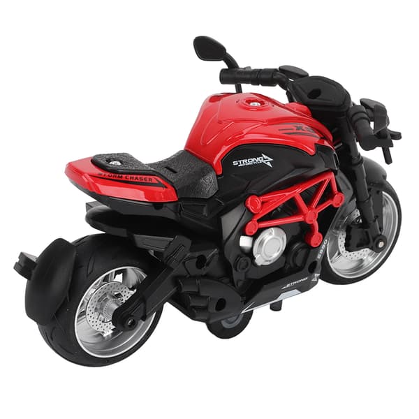Alloy Motorcycle Model, High Simulation, Cool Sound, Light, Pull-Back Motorcycle Toy for Kids, Red