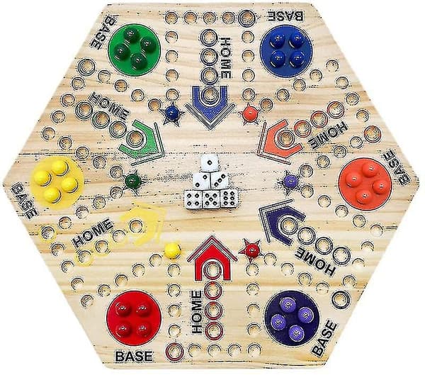 Ludo-spil i træ til 4-6 spillere, perfekt til fester og sammenkomster