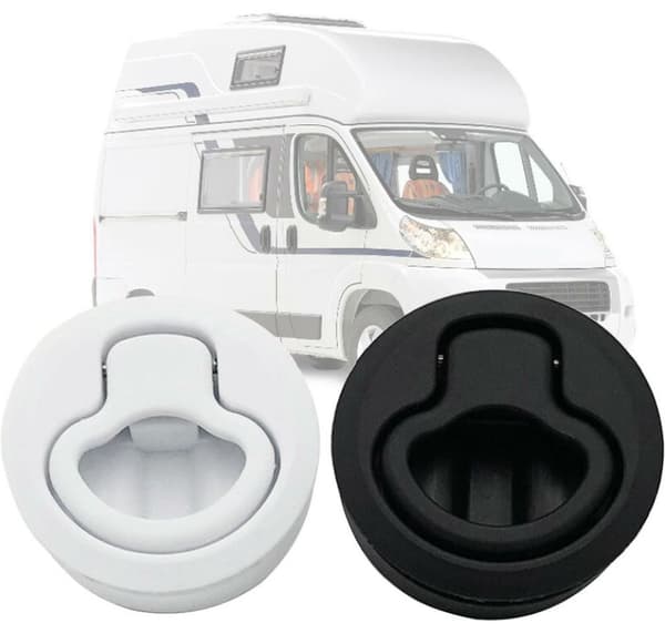 Marine Boat Round Flush Pull Latch Plastic - Durable, Easy to Install, Black - for Outdoor Use