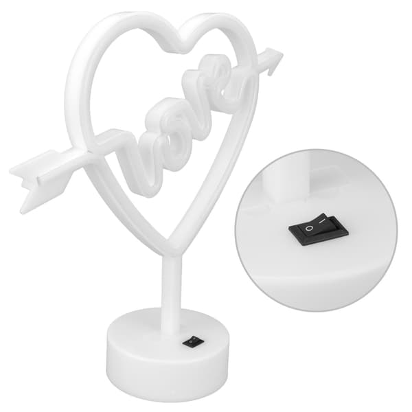 Hjerteformet Neonlys USB Batteridrevet Natlampe til Bryllupsfest Børneværelse Stue