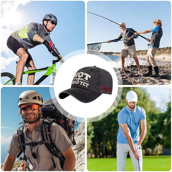 Baseballcaps for menn | Pustende brodert bomullscaps | Humoristisk retro \"Not Dead\" design sportscaps (DB)