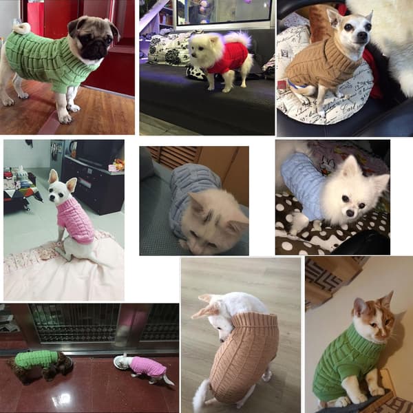 Varm trøje til hvalp, kat og hund, sød strikket jakke, efterår W