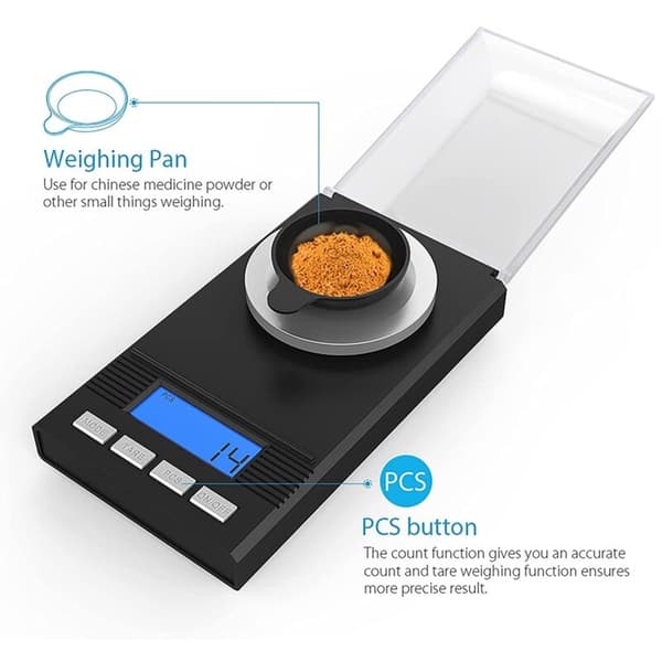 Milligram Scale 50G/0.001G, Precision Milligram Scale, MG, Pocket, Lab with LCD Display, Letter