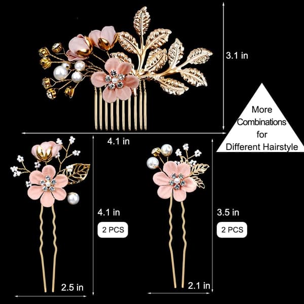 5-pakning brudeblomst bryllupshårnåler krystallperle hårnåler hodeplagg gull bryllupshårtilbehør brud brudepiker rhinestones