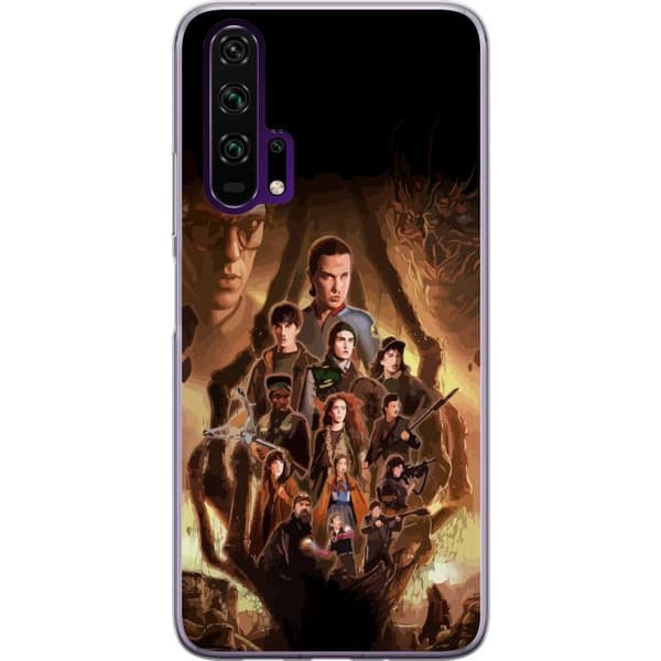 Compatible Mobile Case for Honor 20 Pro Exciting group motif from Hawkins with mysterious atmosphere, adventure and dramatic fire tones brown