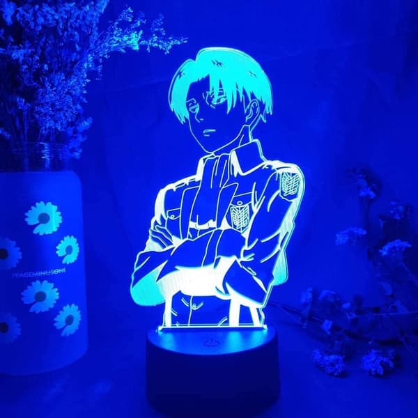 Attack on Titan 3D Anime Lampe Natt Levi Ackerman Illusjon Nattfigur fra Attack On Titan Japansk Anime Led Sensor Lamper{wh}