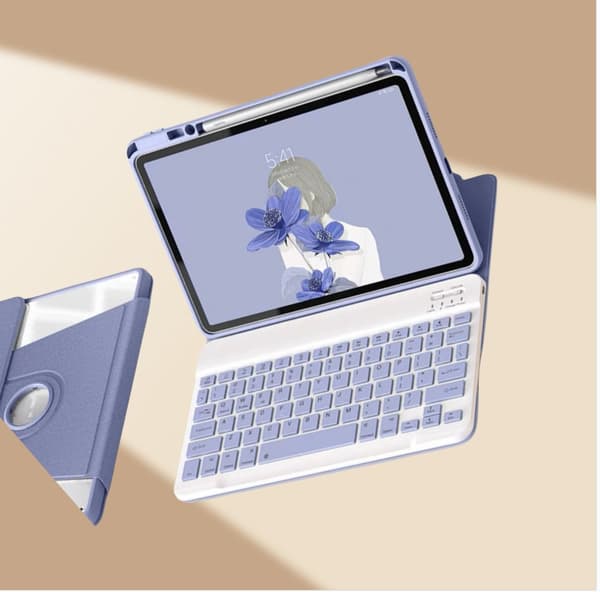 360° Rotating Stand Bluetooth Keyboard + Case for iPad 11 (A16) 2025 & iPad 10 (2022) 10.9 - Lavender