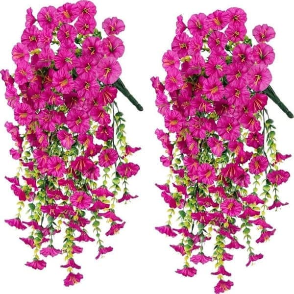 Artificial Hanging Flowers 2-pack, UV-resistant Morning Glory Vines 75 cm Red