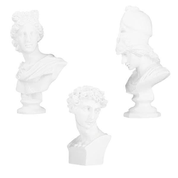 Skulptur 3 delar Berömd Gipsbyst Staty Heminredning Vit Kompakt Form