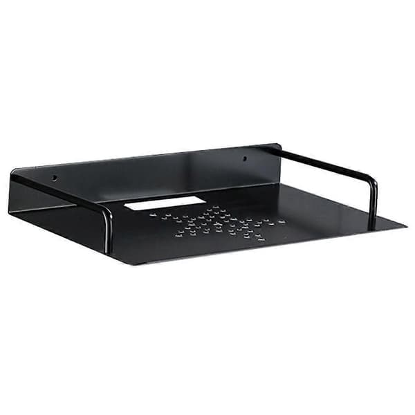 Wall Mounted Floating Shelf for Projector and Router, Cable Management, No Drilling, Black Aluminum Alloy