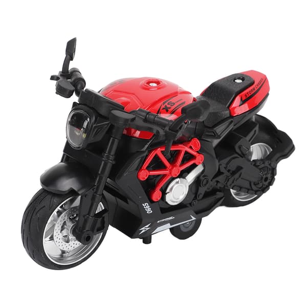 Alloy Motorcycle Model, High Simulation, Cool Sound, Light, Pull-Back Motorcycle Toy for Kids, Red