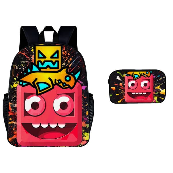 New Geometry Dash Printed Backpack and Pencil Case Set (2 Pieces) (YJD) 6