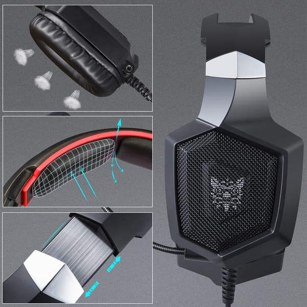 RGB LED-belyst Gaming Headset, Syntetisk Læder & Memory Foam, Multiplatform Kompatibilitet til Ny Xbox One PC Mac OS PS4 Tablet Telefon
