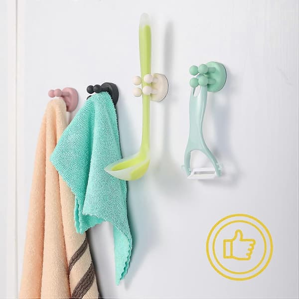 Silicone Toothbrush Holder 6 Pcs Multifunctional Hook Razor Holder Waterproof Self-Adhesive Wall Mounted Single Hook