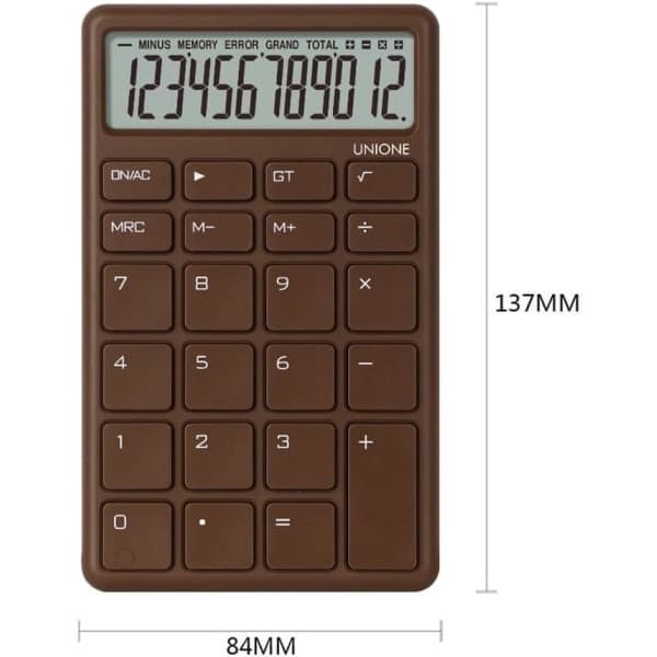 Pocket and Desktop Calculator in Beige with a Bright LCD Screen, Handheld Desktop Calculator with Dual Power Sources
