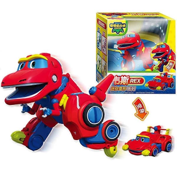 Nyeste ABS Mini Deformasjon Gogo Dino Actionfigurer - REX Transformasjonsbil, Fly, Motorbåt, Kran Dinosaurleker for Barn Ingen Eske Rex