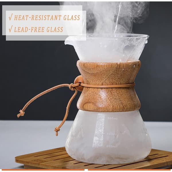 Coffee Maker with Reusable Filter, Pour Over Method Meets Style with Wooden Sleeve