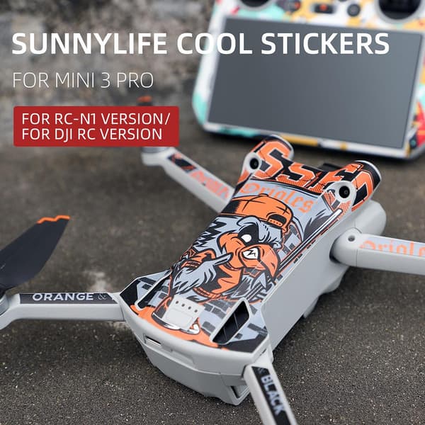 Drone Decal Set Waterproof Skins Decals Compatible for DJI Mini 3 Pro Drone and Remote Control 3D Pattern Decals Protection Accessories