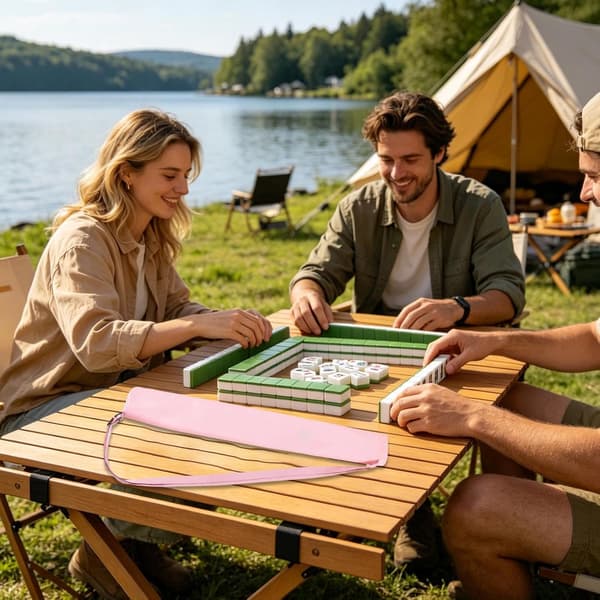 Mahjongmåtte opbevaringstaske - Lang rørformet rejsetaske med snøre og bærbar beskyttelse (DB)