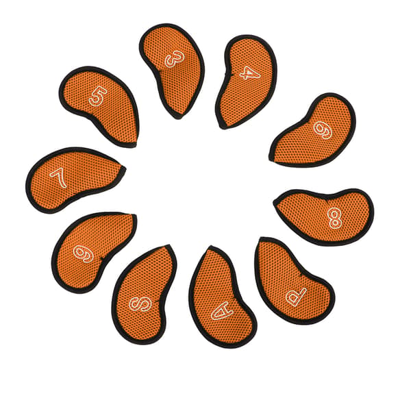 10 Pcs Waterproof Golf Iron Head Covers Set with Numbers Orange Protective Headcovers for Training Course