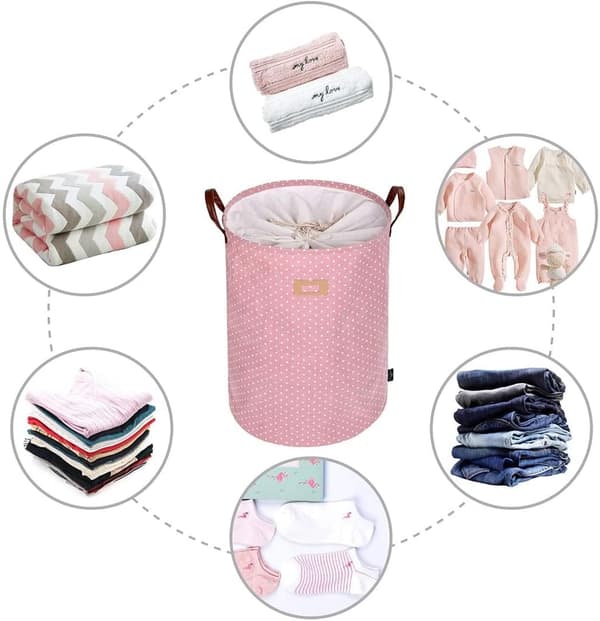 Portable Handles Cute Cartoon Design Organizer Basket, Foldable Bin Multi-Application Laundry Hamper Waterproof PE Coating For Kids Laundry Basket