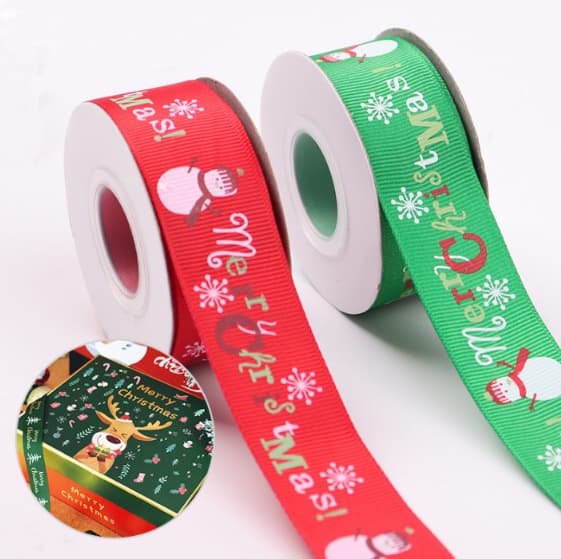 2 st rött grönt julband, snögubbe snöflinga God Jul-dekoration
