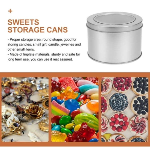 Storage Container with Window Lid, Moisture Protection Container with Transparent Window Lid, Round Tin Can for Tea Coffee Candy Snacks, Sealed