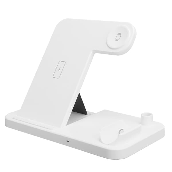 4-in-1 Foldable Wireless Charger Fast Charging Dock for Mobile Phone Watch Earphones White