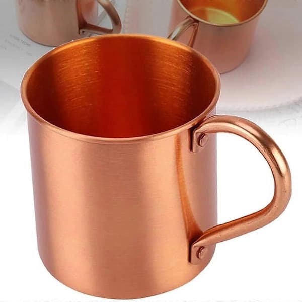 Copper Mugs (410 ml), Handmade Pure Solid Copper Unlined, Smooth Rounded Rim Ergonomic Handle 1 pc