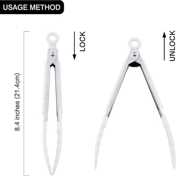 21,4 cm 8 tum Silikon Mini Serveringstång Set Svart, Vit, Grå.