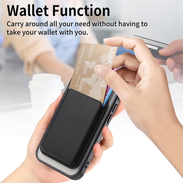 Black Magnetic Case Set Compatible with iPhone 17 Pro Max - PC Material, Includes Card Holder