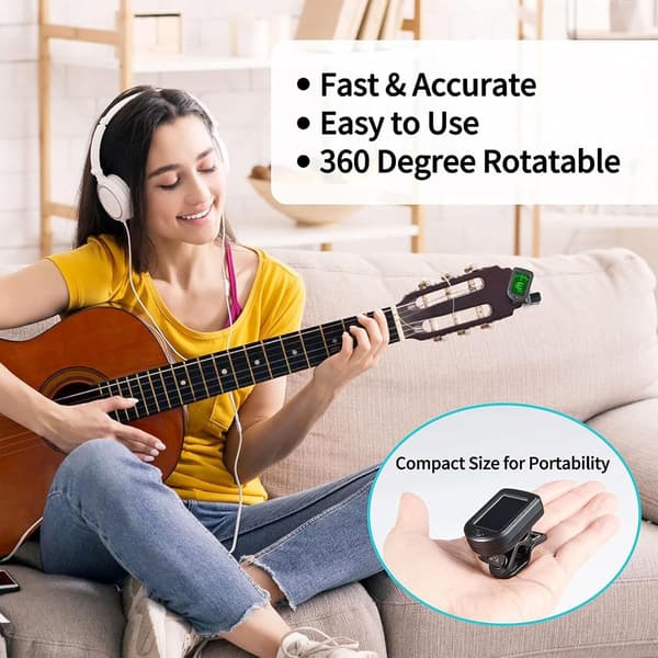 Digital Clip-On Guitar Tuner med LCD til Akustisk, Elektrisk, Bas & Ukulele[ZHE]
