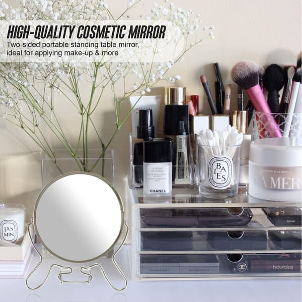 Magnifying Mirror 2-Way Makeup Mirror 360-Degree Rotating Portable Mirror 1 Side 6-Inch Regular Round Two-Way Magnifier (1 pc)