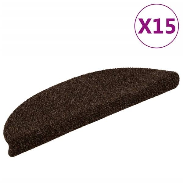 Trappetrinmåtter selvklæbende 15 stk. 56x17x3 cm brune halvcirkelformede Brun Brun
