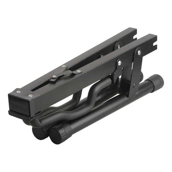 Sort guitarstativ i jern - Unikt foldbart design, stabilt A-rammestativ til basdisplay - Perfekt