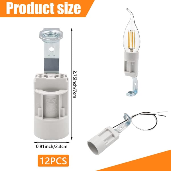 E14 lampeholder, vanlig justerbar lysekroneholder (12 stk.)