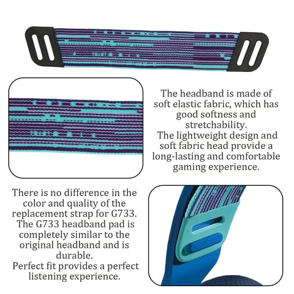 Replacement Headband, Headband Replacement for Logitech G733 Lightspeed Wireless G335 Wired Gaming Headset, Flexible Plastic