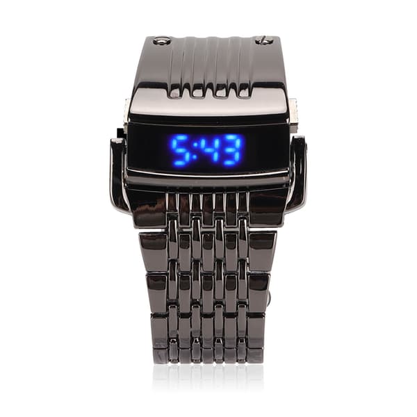 Ur i legering LED Digital Display Quick Release Trendy Herreur til Daglig Forretning Sort Blåt Lys