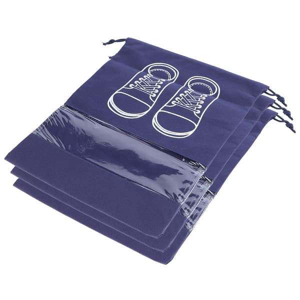 Non-woven Portable Waterproof Shoe Storage Bag Drawstring Organizer Purple Blue M Printed