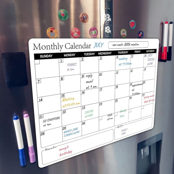 Reusable Magnetic Whiteboard Refrigerator Calendar Bulletin Board Monthly Planning Board