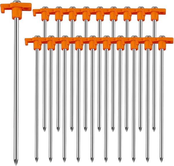 20 stk Kraftige Galvaniserte Metallteltplugger - Rustfrie Markankere for Camping og Utendørsbruk [GPA] Oransje