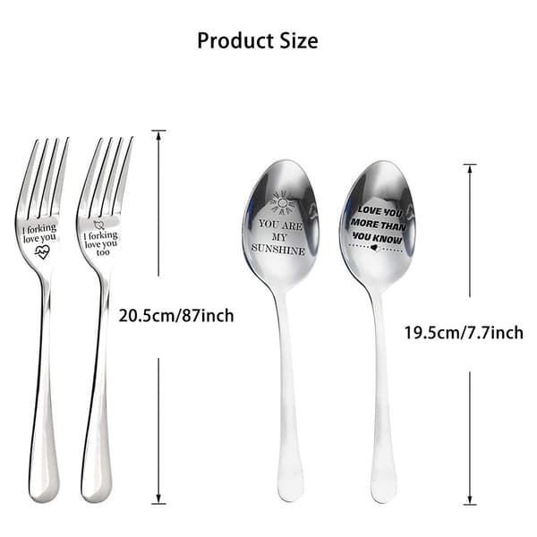 Personalized Engraved Stainless Steel Fork and Spoon Forking Love You Funny Gift