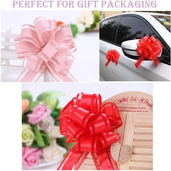 Red Pull Bows, 20 Pieces Large Gift Bows for Wedding Party Decorations and Flower Arrangement Supplies Red Red Red